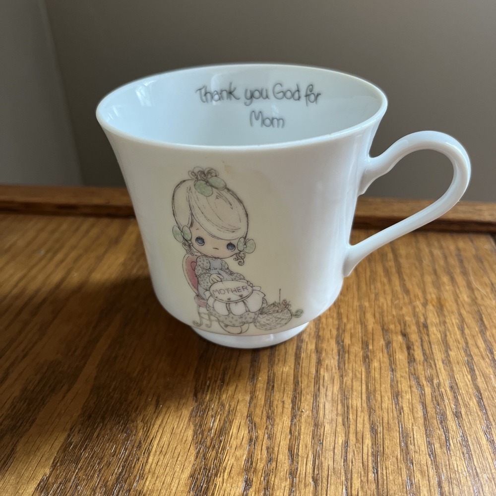Vintage 1985 Enesco Precious Moments Tea Coffee Cup Mother Thank God For Mom